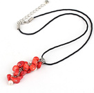 white pearl and red coral necklace with extendable chain