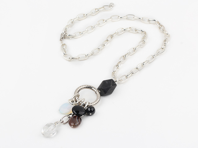 multi color stone and crystal necklace
