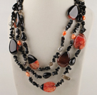 three strand rutilated agate pearl necklace