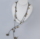 fashion long style brown pearl and shell necklace