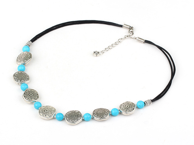 17.5 inches blue turquoise necklace with lobster clasp