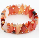 Assorted Natural Color Agate Elastic Bangle Bracelet