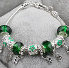 Fashion Style Green Colored Glaze Charm Bracelet