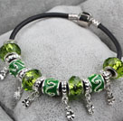 Fashion Style Grass Green Colored Glaze Spring Charm Bracelet