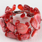 red crystal and shell bracelet with magnetic clasp