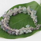 7.5 inches rainbow flourite chips beaded bracelet with extendable chain