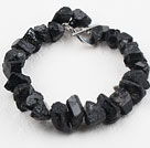 Irregular Shape Black Tourmaline Bracelet with Heart Shape Toggle Clasp