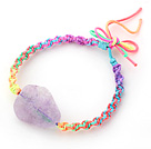 2013 Summer Design Frosting Irregular Shape Amethyst Stone Bracelet with Multi Color Thread