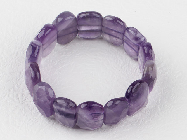Fashion 10*20 Mm Chunky Style Stretch Elastic Faceted Amethyst Bangle Bracelet 