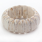 Classic Design Eye Shape White Howlite Stretch Bangle Bracelet