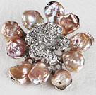 beautiful rose shape purple reborn pearl  brooch with rhinestone