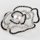 beautiful rose shape white color pearl  brooch with rhinestone