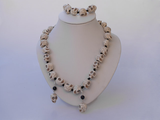 skull stone Halloween set(necklace, bracelet and earrings)