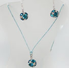 fantasy blue rhinestone necklace earrings set