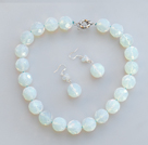 pure white opal necklace earring set
