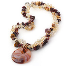 Double Strand Critine and Silver Leaf Agate Necklace with Moonlight Clasp