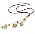 17.7 inches three color jade necklace with extendable chain