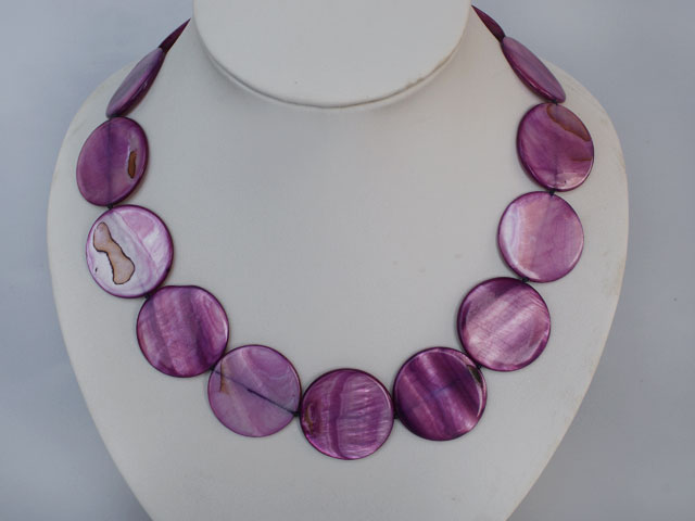 saleable purple disk shell necklace 