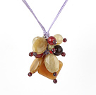 garnet and three color jade necklace