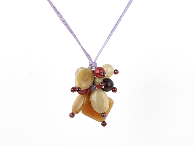 garnet and three color jade necklace