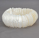 White Color Trochus Shell Stretch Bangle Bracelet