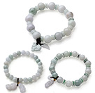 Cool Simple Design 3 pcs A Grade Jadeite Beads Stretchy Bracelet with Pi Xiu Accessory