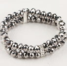 Popular 2-Strand Gray Crystal Elastic Stretch Bracelet With Rhinestone Accessories