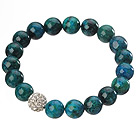 Round Phoenix and Metal Beads and Rhinestone Beaded Stretch Bracelet