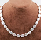 Oval Shape White Rebirth Pearl Necklace with Heart Toggle Clasp
