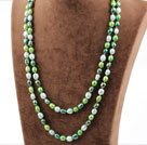 Long Style Green Color Freshwater Pearl Beaded Spring Necklace