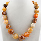 Chunky Style Incidence Angle Crystallized Agate Graduated Necklace