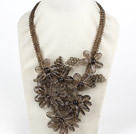 Elegant and Big Style Smoky Quartz Flower Party Necklace