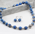New Design 12mm Blue Imperial Jasper Set ( Necklace with Matched Earrings )