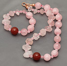 Pink Series Incidence Angle Rose Quartz Set ( Necklace and Matched Bracelet )