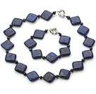 pearl lapis necklace bracelet set with moonlight clasp
