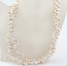Classic Design Two Strands White Top Drilled FW Pearl Necklace