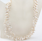 Classic Design Two Strands White Top Drilled FW Pearl Necklace