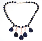 Lapis and Black Agate and Rose Quartz Necklace