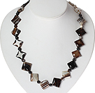 Single Strand Square Shape Stripe Agate Necklace