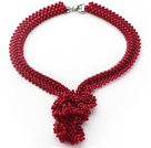2013 Summer New Design Bold Style Red Coral Woven Party Necklace