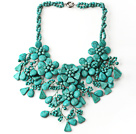 Amazing Assorted Multi Shape Turquoise Flower Party Necklace