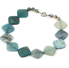 18 inches blue jade necklace with moonlight clasp