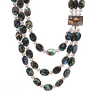 Fantastic Multi Strands Natural White Freshwater Pearl And Oval Abalone Shell Necklace
