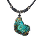 Single Style Natural Green Crystallized Agate Sliced Pendant Necklace