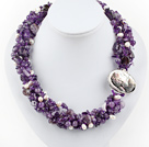 gorgeous multi strand white pearl and amethyst necklace 