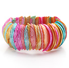 Assorted Multi Color Trochus Shell Stretch Bangle Bracelet