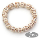 5 Pieces Howlite Skull Stretch Bangle Bracelet ( Total 5 Pieces)