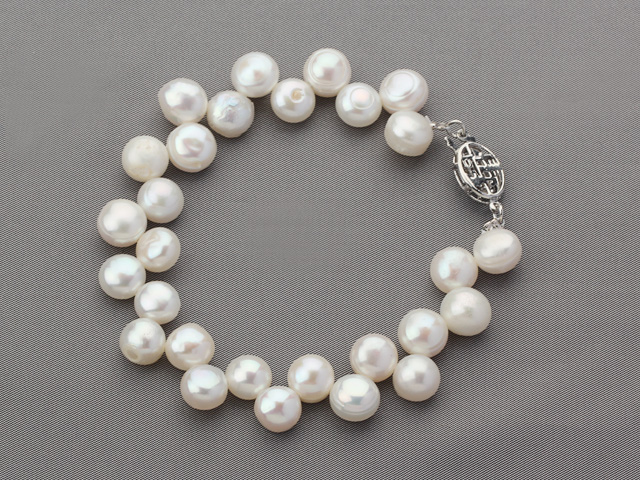 Single Strand 7-8mm White Mabe Freshwater Pearl Bracelet