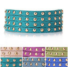 6 pcs Awesome Multi Strands Multi Color Soft Leather Bracelet with Rivet and Lobster Clasp