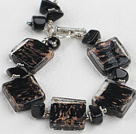 colored glaze and black agate bracelet with toggle clasp